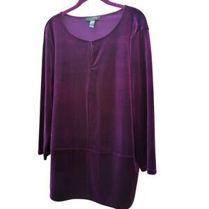 Lauren Ralph Lauren Purple Velveteen Tunic Top Long Sleeve 2X  Datenight Soft